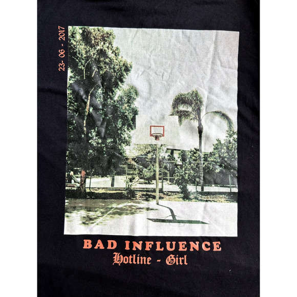 Misguided T-shirt Bad Influence hot line girl 2017 Men's Adult Size 10 - Picture 3 of 7